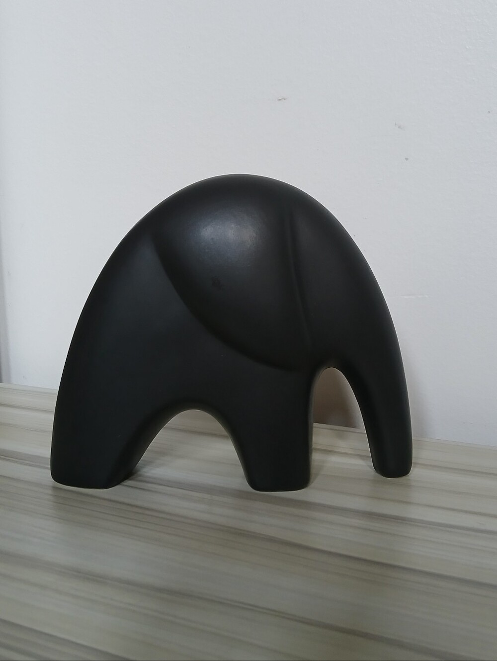 Black Ceramic Minimalist Abstract Elephant Figurine Statue MCM